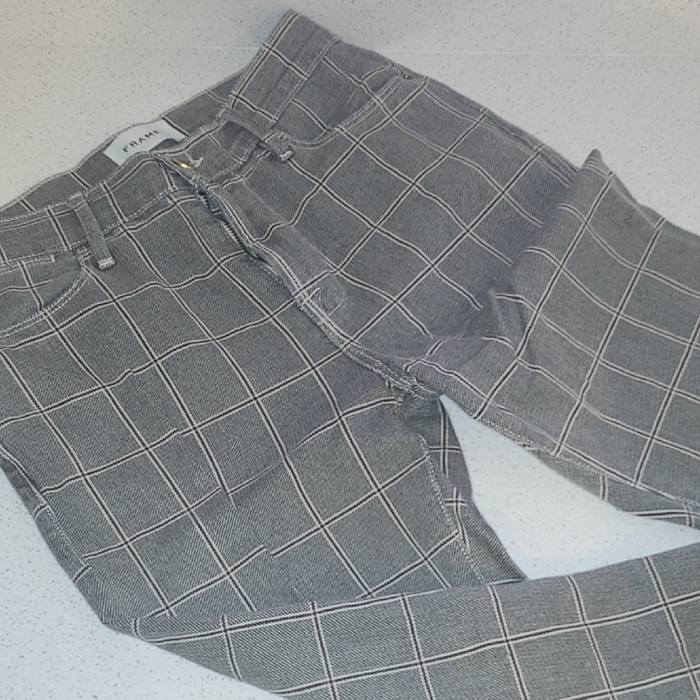 Frame Denim Women's Black Checkered Skinny Jeans